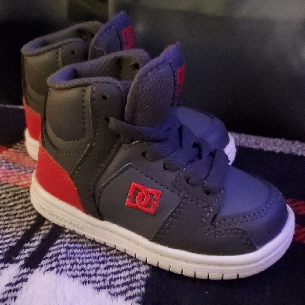 DC Shoes Toddler 6 Spark High RS Grey Leather Red